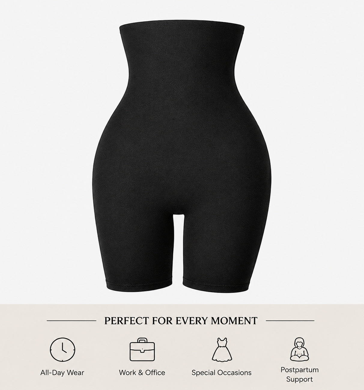 Black high-waisted shapewear shorts